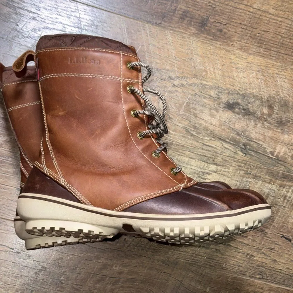 L.L.Bean Bar Harbor Tek 2.5 Women’s 9M Brown Waterproof Leather Duck Boots 9”